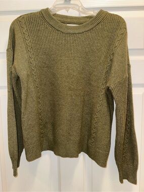 Maurices Olive Cable-Trim Crewneck Sweater